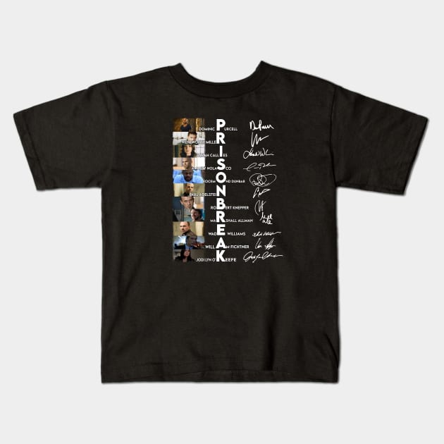 Prison Break Cast  Signature Kids T-Shirt by tinastore